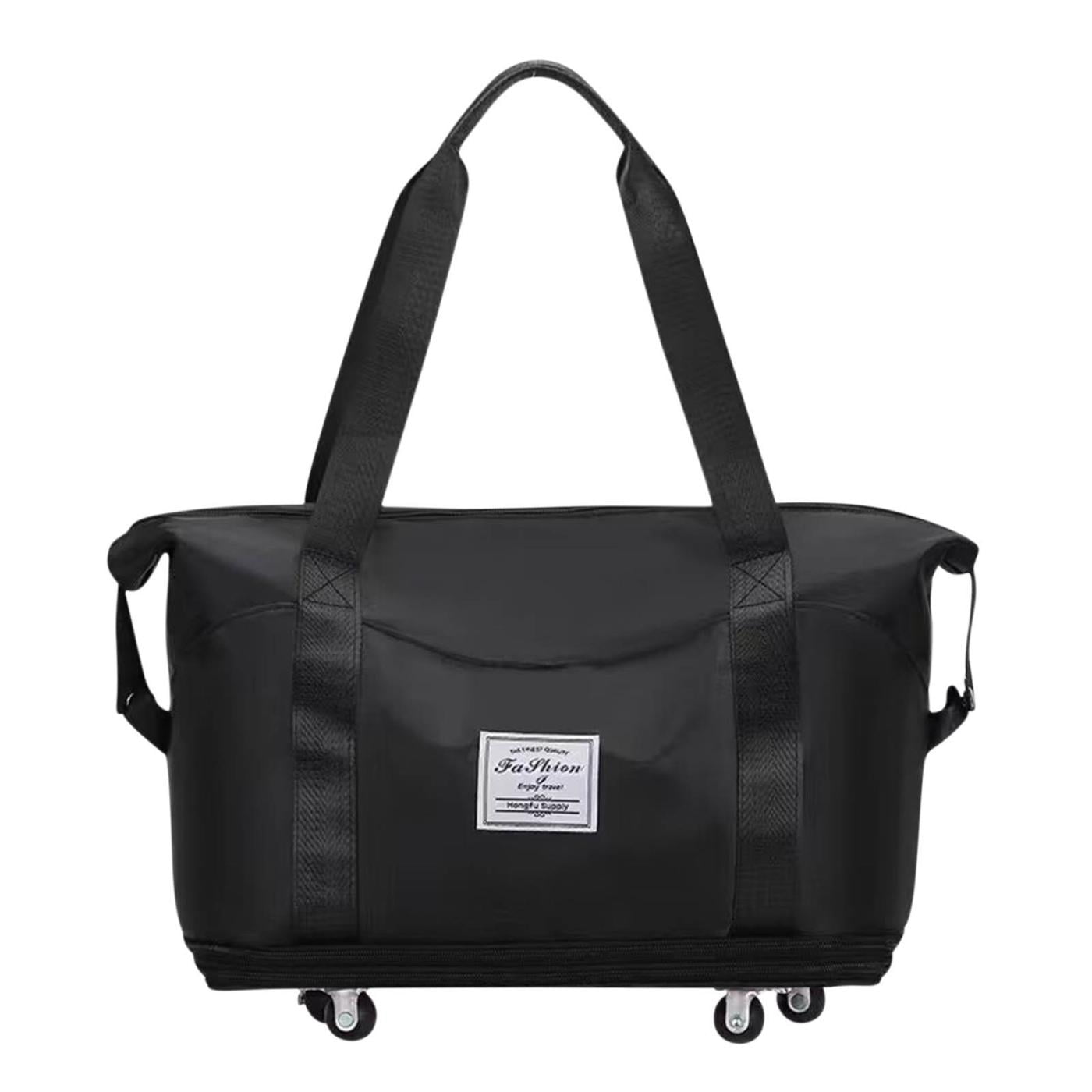 Tuvgenk Rolling Duffel Bag with Wheels Expandable Foldable Dry Wet Separation Travel Bag for Gym Business Trip Weekend Getaway