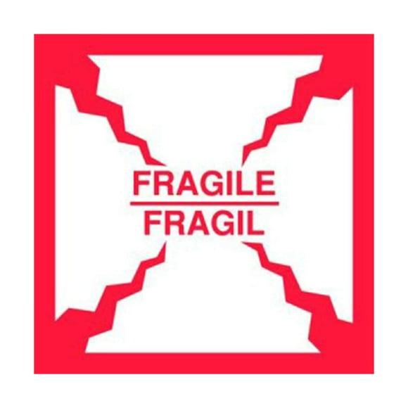 TapeCase Shipping Packing Labels "Fragile/Fragil", Red/White - 500 per Pack (1 Pack)