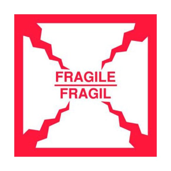 TapeCase Shipping Packing Labels "Fragile/Fragil", Red/White - 500 per Pack (1 Pack)