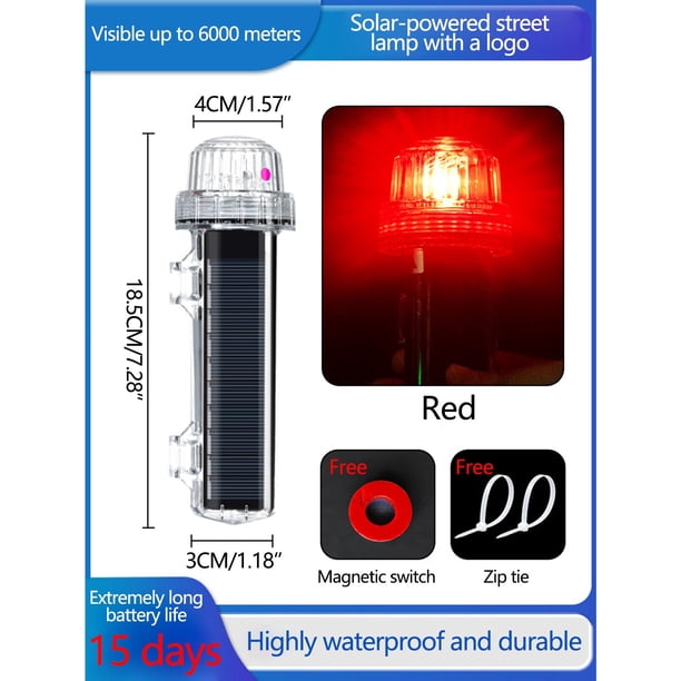Luz de señal de emergencia LED Solar Flare | Llamarada impermeable alimentada por energía solar | Kit de seguridad aprobado por la guardia | Modos de luz estroboscópica y flash | Marcador de boya