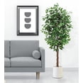 thumbnail image 4 of 6FT Artificial Ficus Tree with Natural Wood Trunk | Lifelike Faux Plant for Indoor & Outdoor Decor, 4 of 7