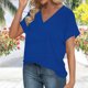 thumbnail image 2 of Camisas para adolescentes,Blusa informal con cuello en V para mujer, manga corta estampada, tejido suave de imitación de tela, cómoda para uso diario en casa, sopatenor, 2 of 9