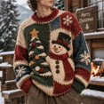 thumbnail image 6 of CONZONE Mens Christmas Sweaters Funny Snowman Embroidery Long Sleeve Knit Sweatshirt Crewneck Warm Fall Winter Pullover Knitwear, 6 of 6