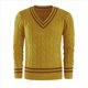 thumbnail image 2 of Suéter de Cuello en V para Hombre, Informal, de Punto , Ajustado, de Larga, para Otoño e Invierno. Amarillo Jengibre L, 2 of 5