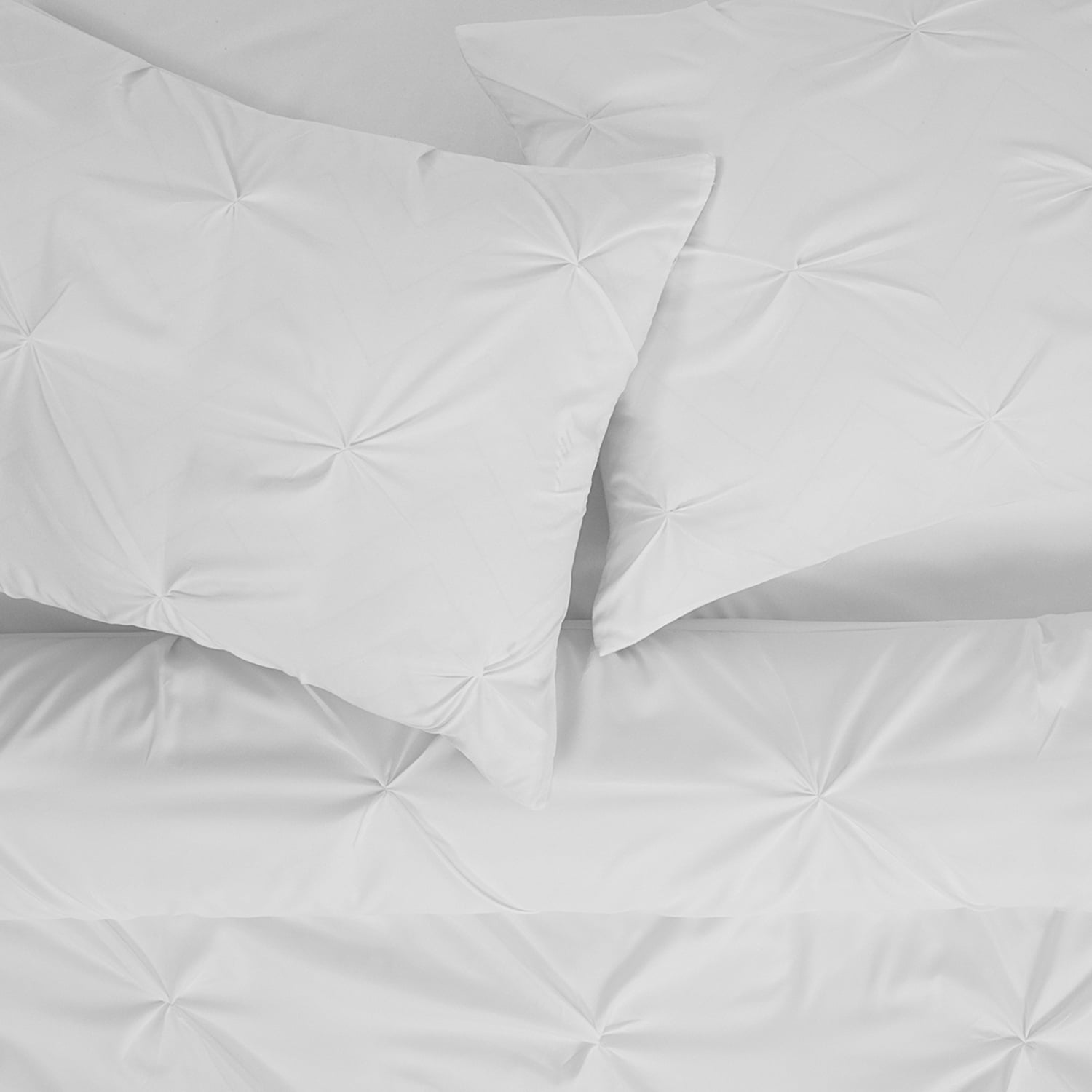 Sweet Home Collection, Luxurious 3 Piece Microfiber Pinch Pleat Pintuck Duvet Cover & Pillow Sham Set - Queen, White