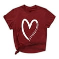 thumbnail image 2 of ALLLIST Cute Summer Tops for Women Red Short Sleeve Heart Crew Neck Basic Casual T-Shirts Blouse for Women XXL, 2 of 4
