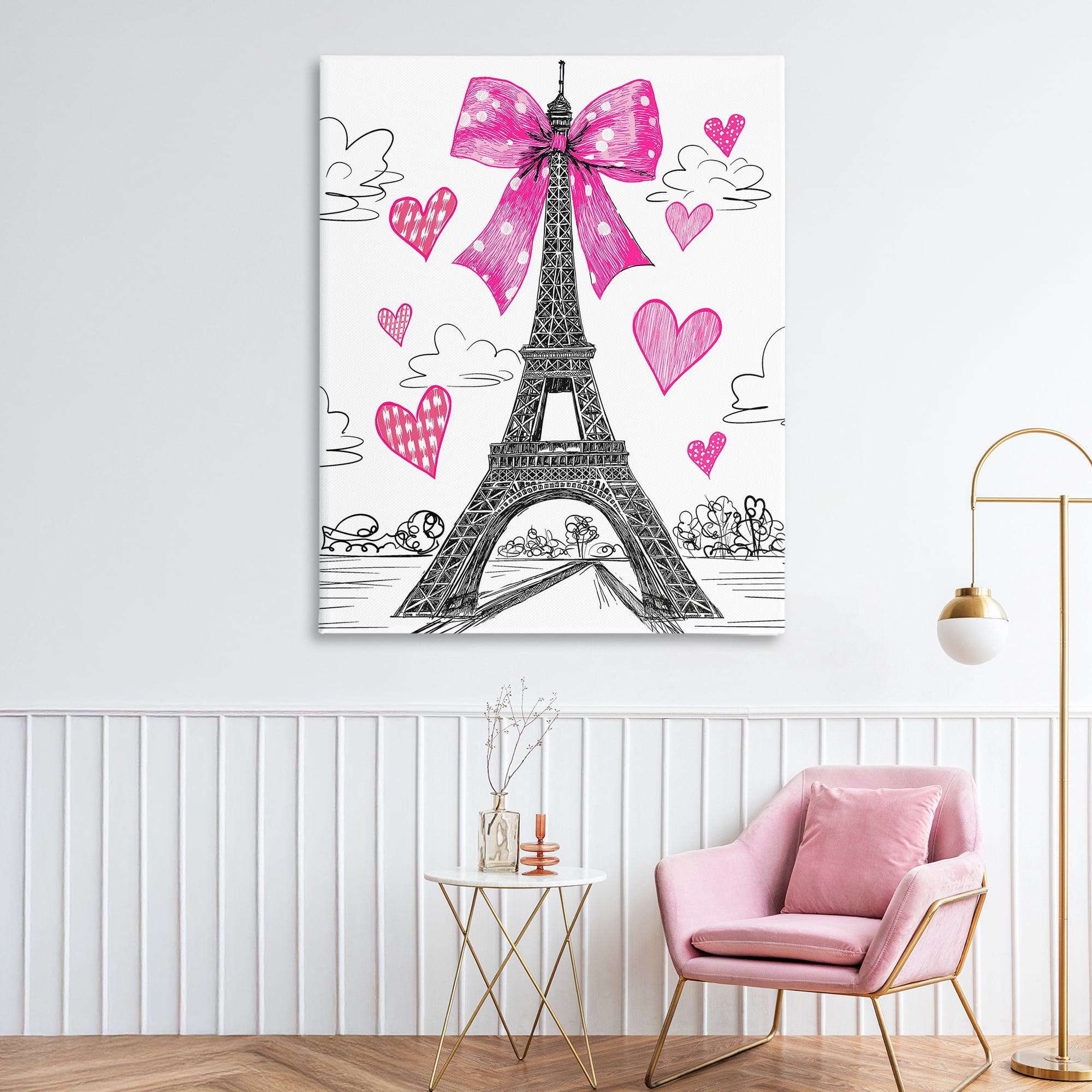 Stupell Industries Heart Patterned Eiffel Tower Canvas Wall Art, design by Jess Stempel