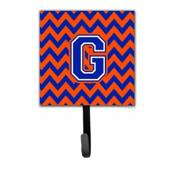 Letter G Chevron Orange & Blue Leash or Key Holder, 6 x 1.25 x 4.25 in.