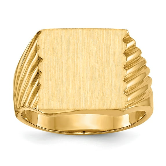 Solid 14k Yellow Gold Men's Engravable Signet Ring (13.4mm) - Size 9