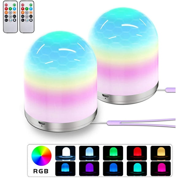 Baby Night Light Portable LED Night Light Baby Night Light USB Rechargeable USB Bedside Lamp with Remote Control Night Light Color Night Light Child Alarm Clock (2pcs)