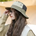 thumbnail image 3 of Guiexla Summer Fisherman Hat Colorblock Lace up Windproof Strap Sun Anti UV Decorative Vacation Climbing Gardening Outdoor Cap, 3 of 8
