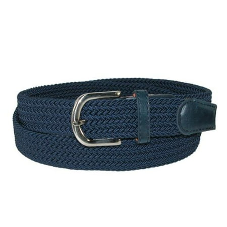 - Men's Elastic Braided Stretch Belt with Silver Buckle and Matching Tabs