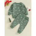 thumbnail image 4 of Michellecmm Baby Girl Boy Christmas Holiday Party Outfits Clothes Toddler Long Sleeve Candy Print Sweatshirt+Elastic Waistband Pants 2Pcs Clothes for Newborn, 4 of 9