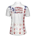 thumbnail image 3 of Custom Name America Argyle Swing Swear Repeat Golf Women's Polo Shirt, 3 of 7