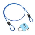 thumbnail image 1 of Uxcell 1-Set Candado de Seguridad, Cable de Acero Recubierto de 1.64FT con Candado de Combinación de 3 Dígitos, Cable Resistente a Cortes [Azul], 1 of 6