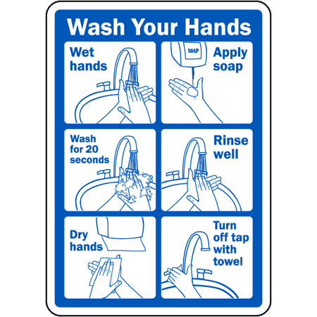 Vinyl Stickers - Bundle - Safety and Warning Signs Stickers - Wash Your Hands Instructions Sign 3 - 3 Pack (3.5