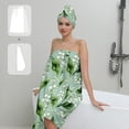 thumbnail image 2 of Colevkie 2 Pcs Bath Skirt & Shower Cap Set for Women Polyester Adjustable Quick Drying Bath Wrap Set for Shower Spa Sauna Printed Flowers Pattern, 2 of 8