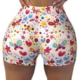 thumbnail image 2 of Haiem Cute Butterfly Flowers No Front Seam Biker Shorts for Women Yoga Workout Gym Bike Shorts with Tummy Control Moisture-Wicking-Large, 2 of 9