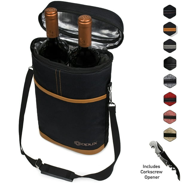 Premium Insulated Wine Carrier Bag by OPUX Elegant Wine Carrying Tote, Extra Protection