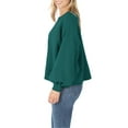 thumbnail image 2 of Womens Balloon Sleeve Crew Neck Pullover Short Sweatshirt, 2 of 4