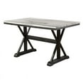 thumbnail image 3 of Light Espresso Faux Marble Counter Height Dining Set with Beige Chairs Wood Base, 3 of 6