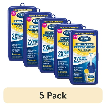 (5 pack) Dr. Scholl’s Freeze Away Wart Remover Dual Action (7 Applications) for Common & Plantar Wart Removal