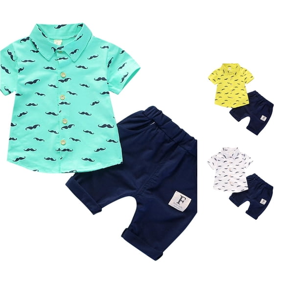 Toddler Boys Summer 2-Piece Outfit Short Sleeve T Shirt Tops and Shorts Casual Outfits Set Size 2T ,Green
