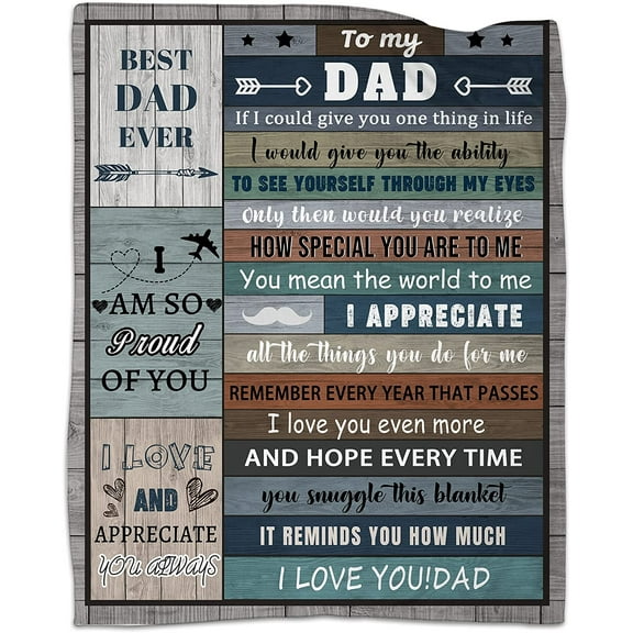 LHSHID Blanket Gifts for Dad Fathers Day Dad Gifts from Daughter Son Cool Birthday Gift for dad to My Best Dad Ever Throw Blanket Soft Flannel 30"x40"