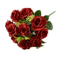 thumbnail image 3 of Artificial rose flower bouquet 10 small roses wedding decoration flowers, 3 of 10