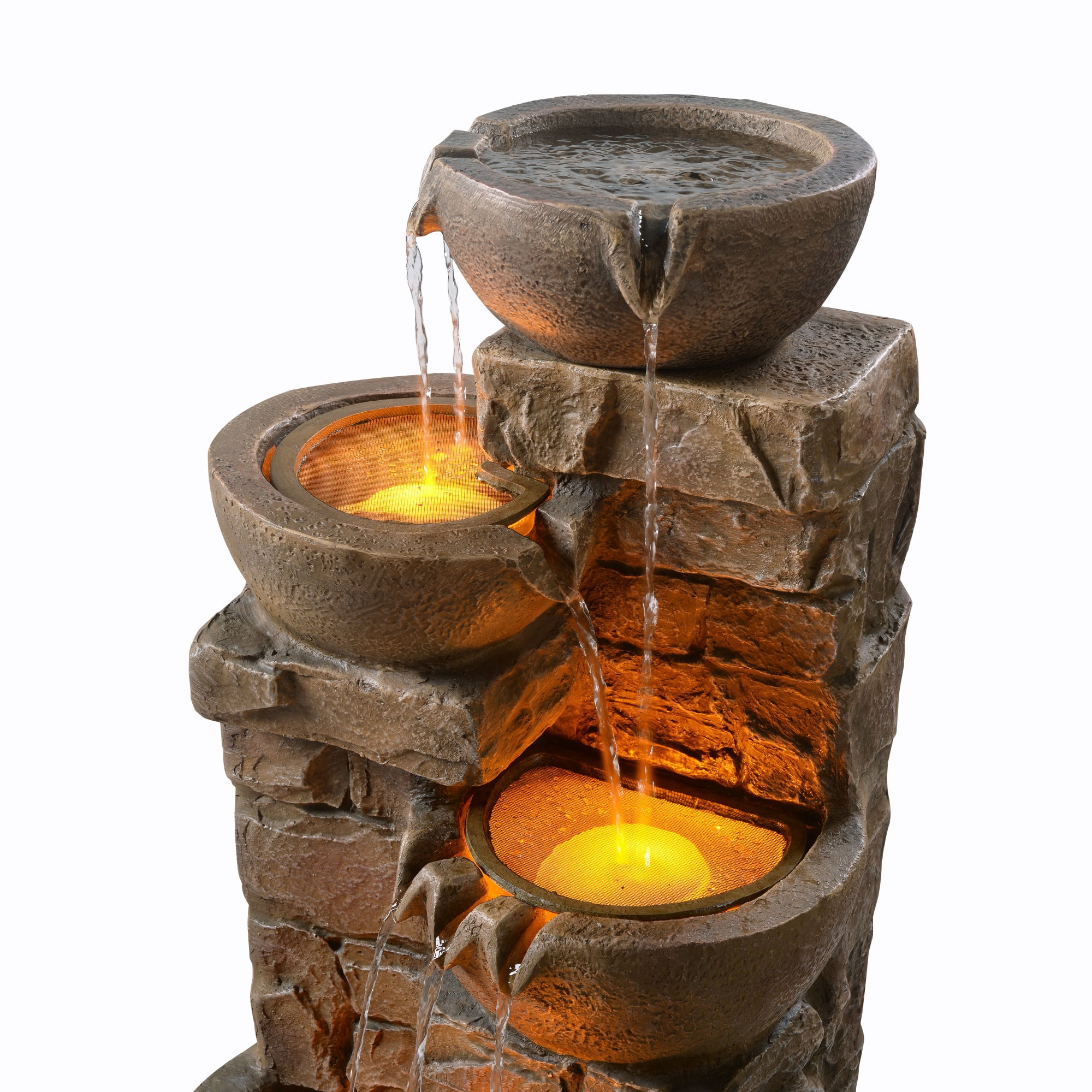 Teamson Home 33.27" Water Fountain with LED Lights, Brown