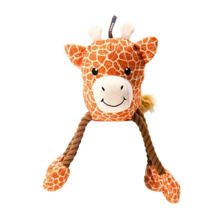 Outward Hound Dangle Dudes Giraffe Plush Dog Toy  Tan  Medium