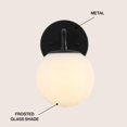 thumbnail image 6 of Jonathan Y 5.75" 1-Light Metal/Frosted Glass Contemporary LED Vanity Light, Black, 6 of 7