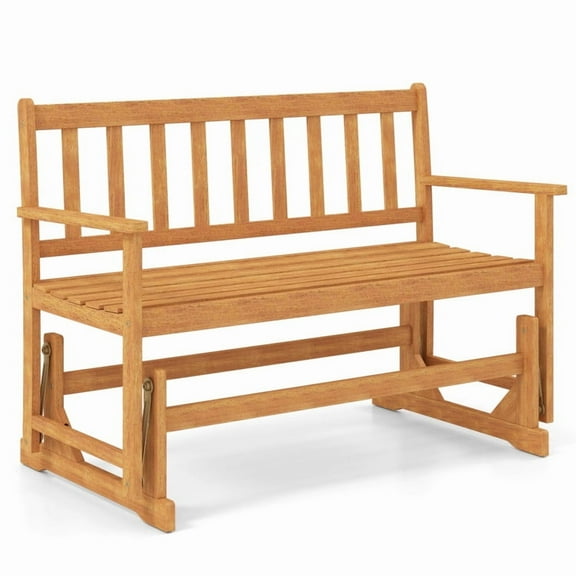 Canddidliike 2-Person Outdoor Acacia Wood Glider Bench Patio Swing Rocking Loveseat, Bench for Outdoor, Brown