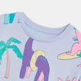 thumbnail image 3 of Ulitacool 18-24 Months Flower Girl Dress Cartoon Dinosaur Print Dress Summer Short Sleeve Princess Round Neck Trend Outfits Light Blue, 3 of 7