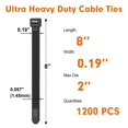 thumbnail image 2 of Bridas RAZCC, 1200 unidades, cable negro de 20 cm, nailon resistente, 70 kg, 2 of 7