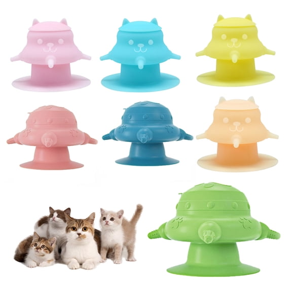 mdesiwst Silicone Pet Nursing Feeder with 4 Nipples Suction Cup Multi-Animal Milk Feeder for Puppies Kittens Small Pets Anti-Choke Interactive Pet Meal Toy