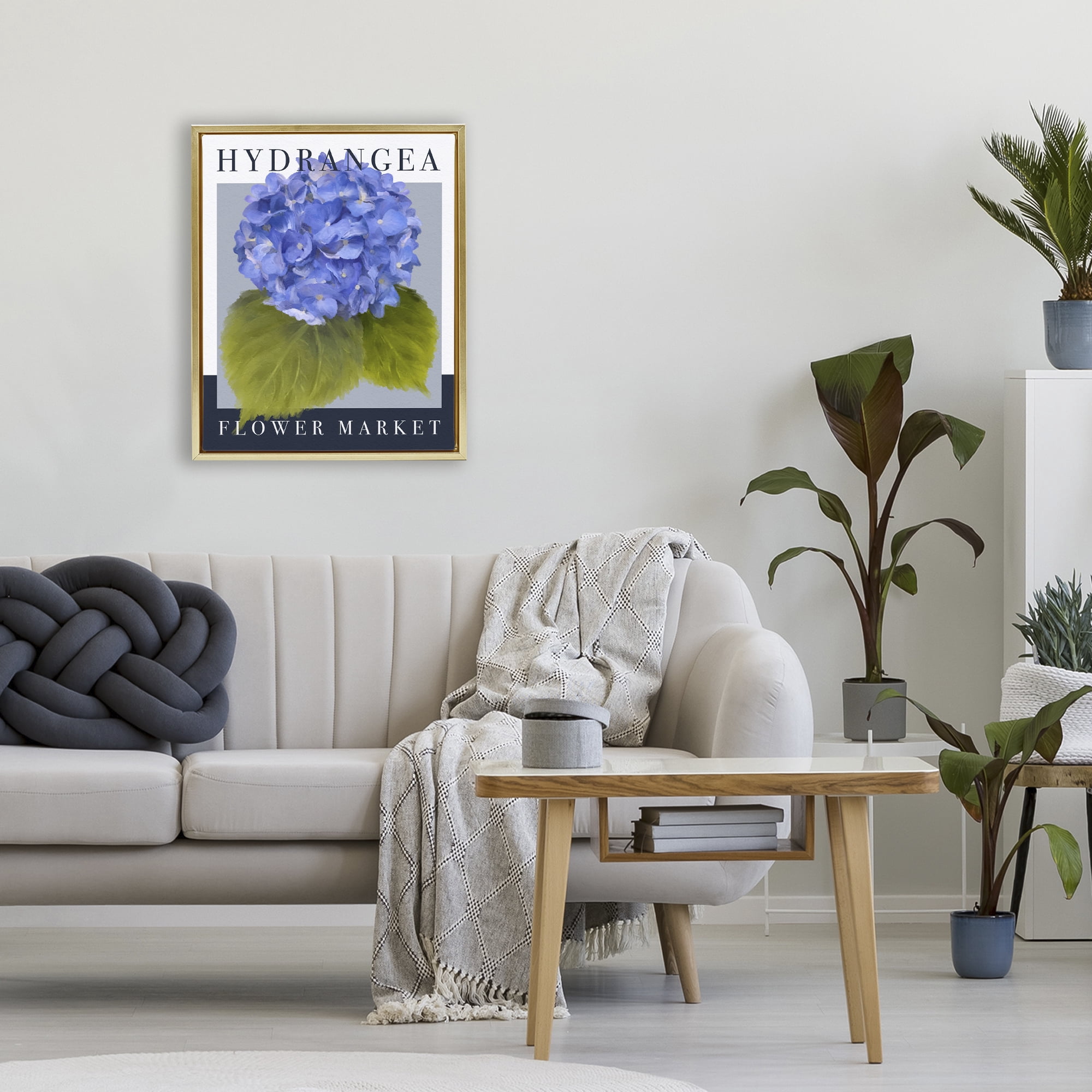 Stupell Industries Hydrangea Flower Market Gold Framed Floater Canvas Wall Art, design by Jennifer Stith