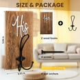 thumbnail image 2 of AUR 2 Pcs His and Hers Towel Hooks for Bathroom Kitchen Farmhouse Wood Wall Hanging Heavy Duty Double Towels Holder Hooks Christmas Rustic Decorative Hanging Coat Keys Robe Hat (Brown), 2 of 6