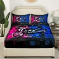 thumbnail image 3 of Erosebridal Dirt Bike Sheet Set Twin,Geometric Buffalo Bedding Sets Twin Size,Blue Pink Twin Sheet Sets,Lightweight Motorcycle Room Decoration,3pcs, 3 of 7