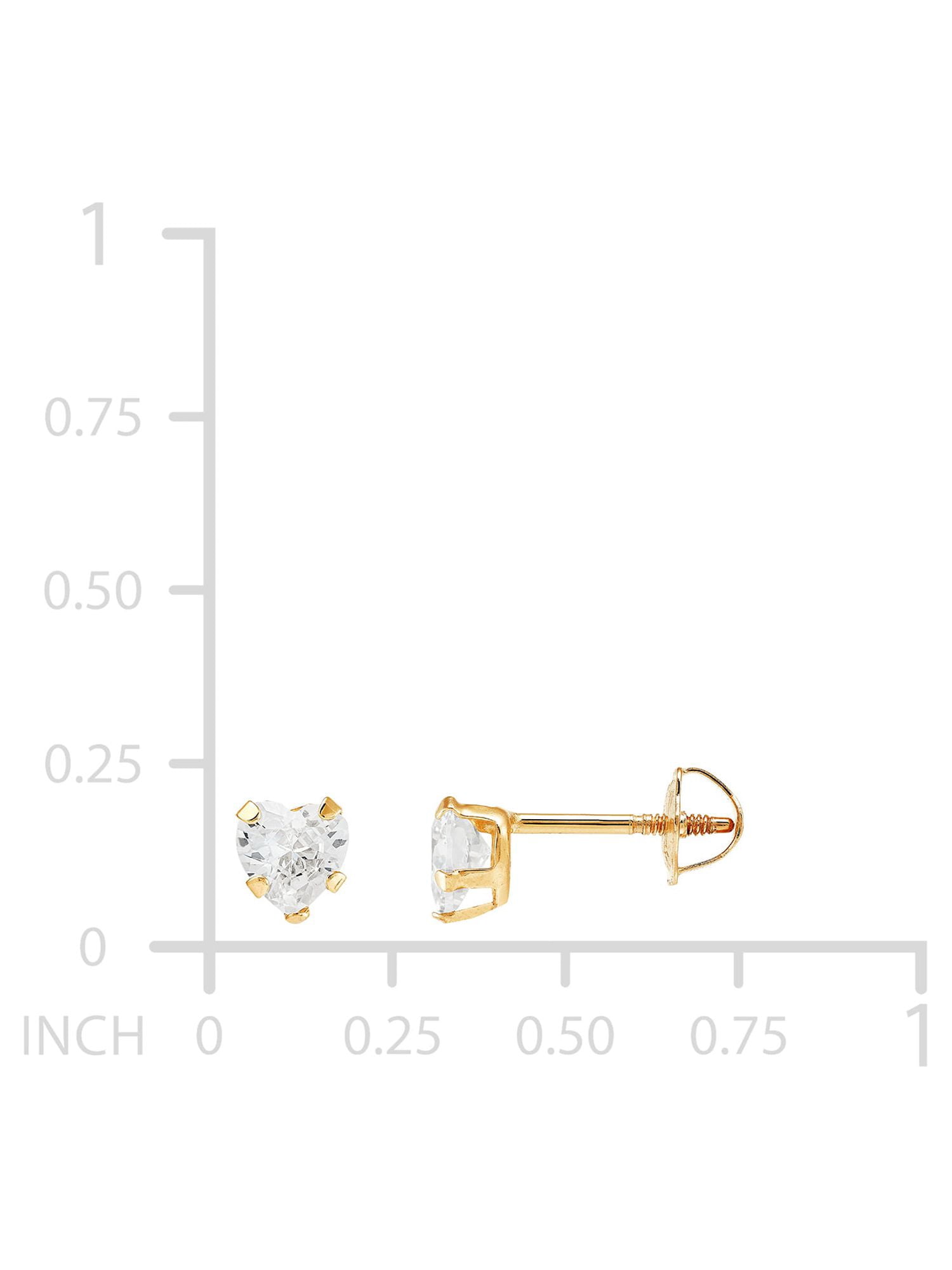 Brilliance Fine Jewelry Cubic Zirconia 4MM Small Heart Studs in 10K Yellow Gold