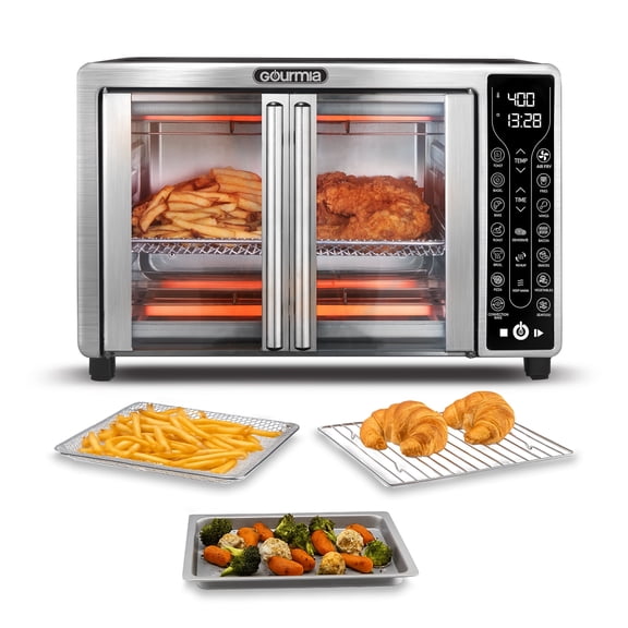 Open Box Gourmia 6-Slice French Door Air Fryer Toaster Oven Digital Convection with 17 Presets