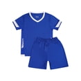 thumbnail image 3 of LiiYii Kids Boys Girls Soccer Uniform Football Basketball Training Clothes Set Sports Gym T-shirt and Blue 26, 3 of 7