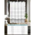 thumbnail image 6 of No Hook Cloth Fabric Shower Curtain with Snap in Liner, Grey Stripe Waterproof Shower Curtains Set with See Through Top Window, Modern Abstract Monochrome Geometric Bath Curtains Shower 48"x72", 6 of 6