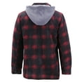 thumbnail image 4 of Men's Heavyweight Flannel Fleece Lined Plaid Sherpa Hoodie Jacket (M5065 - #209 (Red/Black), XL), 4 of 5