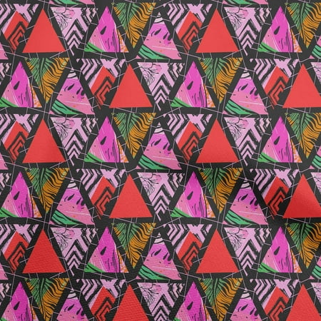 oneOone Polyester Spandex Orange Fabric Geometric Tropical Texture Diy Clothing Quilting Fabric Print Fabric By Yard 56 Inch Wide