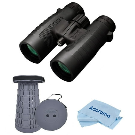10x42 Trophy XLT Waterproof Roof Prism Binoculars Black Bundle with Portable Telescoping Stool/Chair