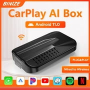 Binize Android 11 Carplay Ai Box Wireless Carplay Adapter& Wireless Android Auto with Netflix/YouTube Fit for Cars with OEM Wired Carplay