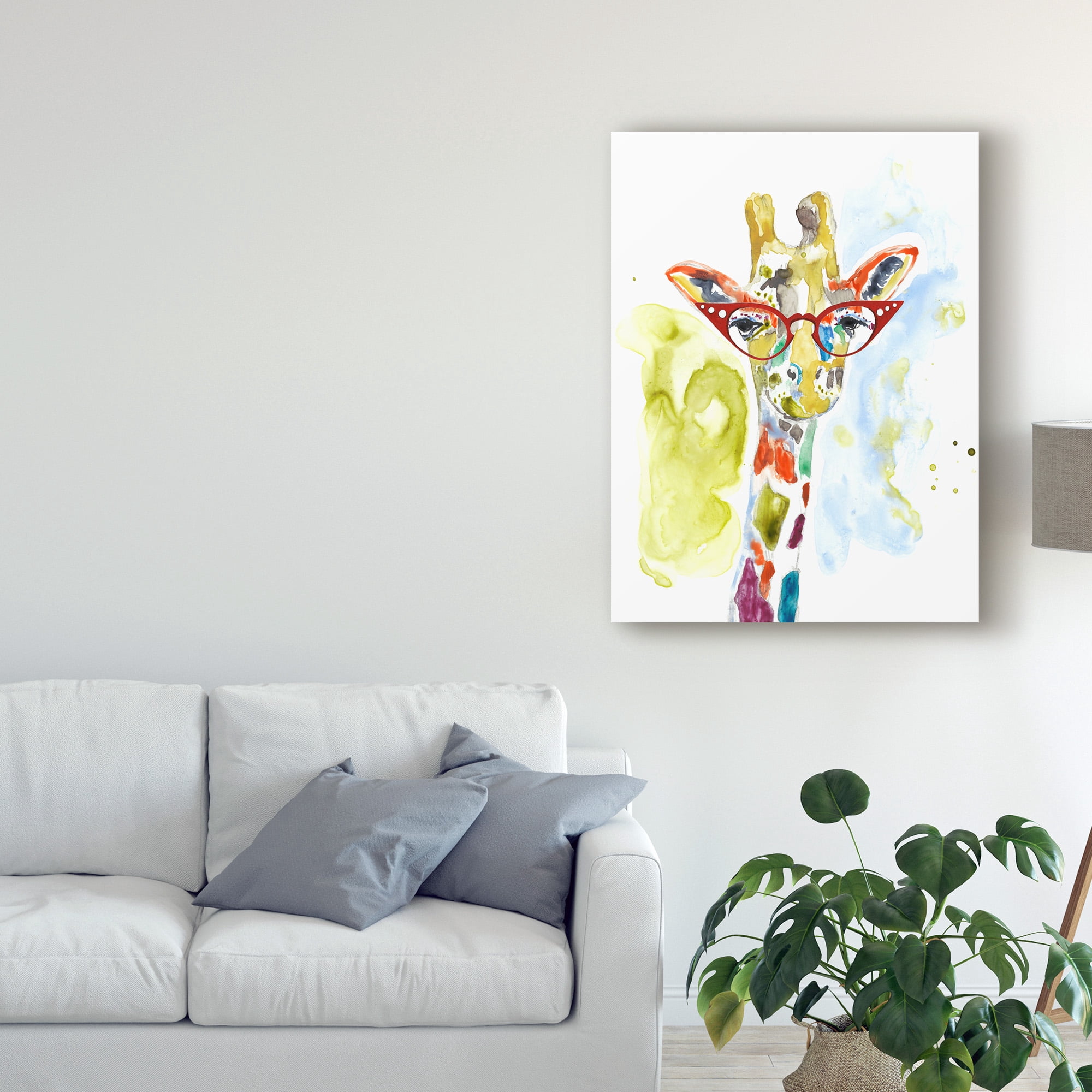 Trademark Fine Art 'Smarty Pants Giraffe' Canvas Art by Jennifer Goldberger