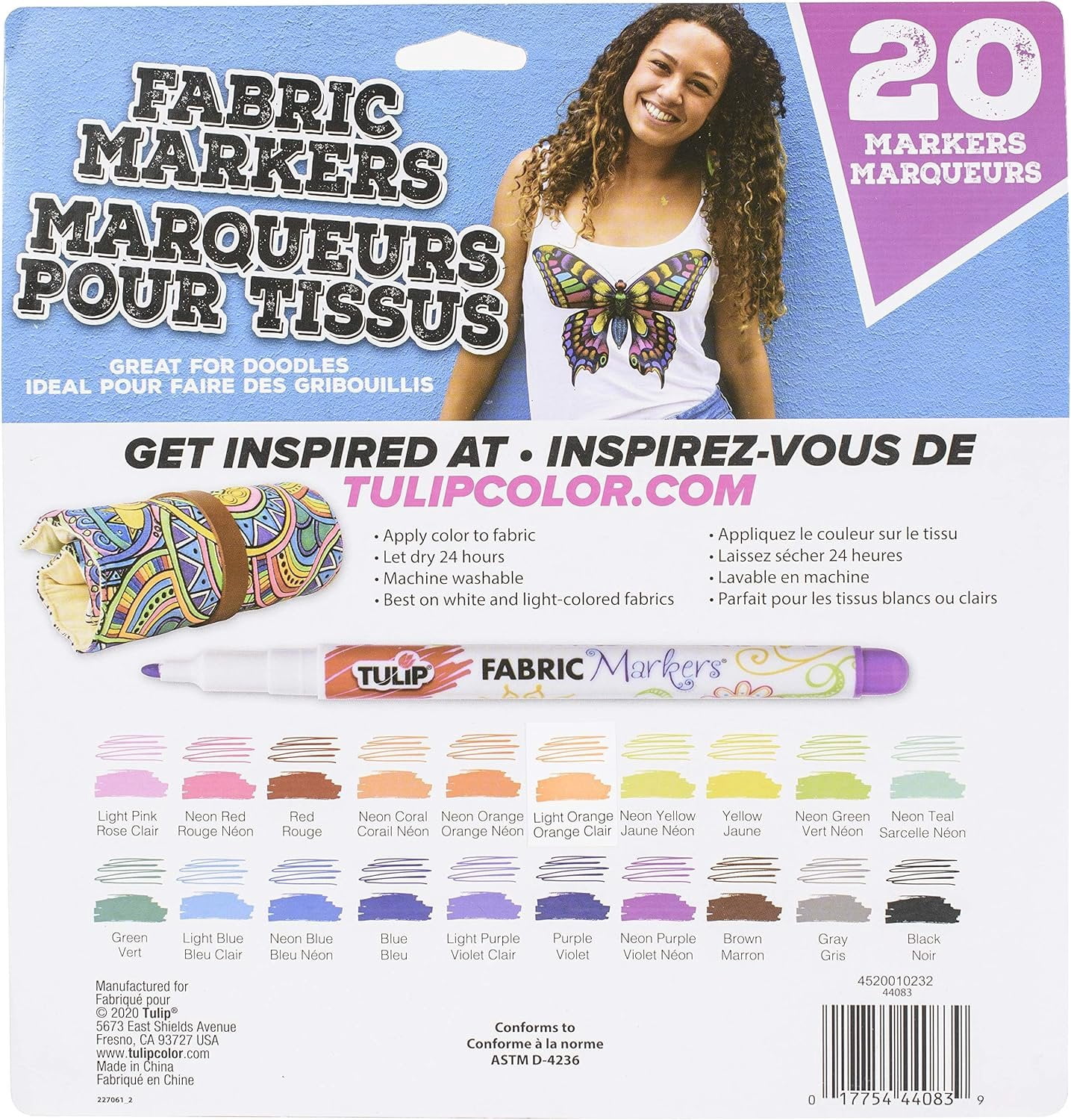 Duncan 44083 Tulip Fine Tip Fabric Markers Roll Up Case - Pack of 20