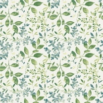 3122-11104 Tinker Green Woodland Botanical Wallpaper with Painted Leafy Branches in Green Blue Off White Colors Farmhouse Style Prepasted Acrylic Coated Paper